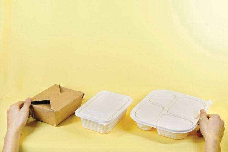 Packaging - a person holding a box and two take out containers