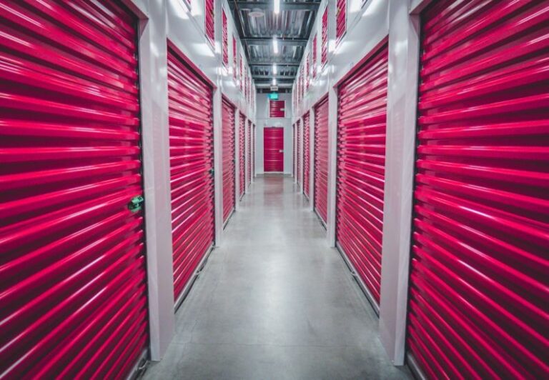 Storage - purple shutter doors