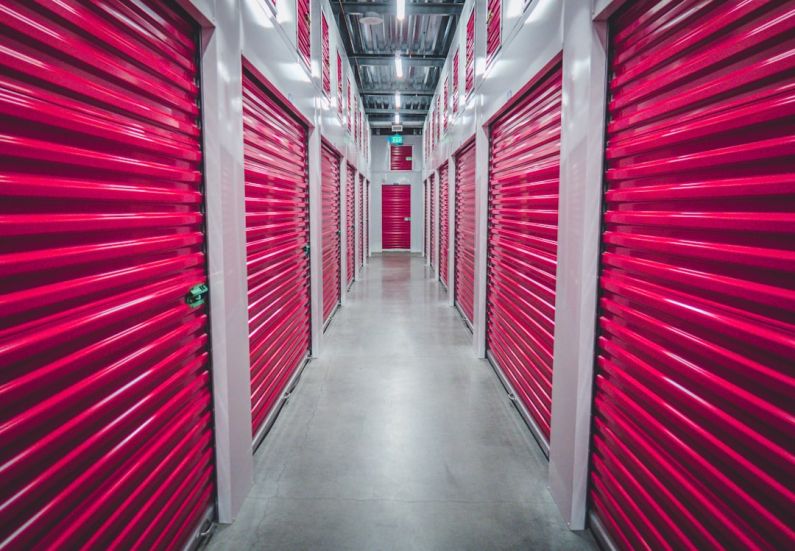Storage - purple shutter doors